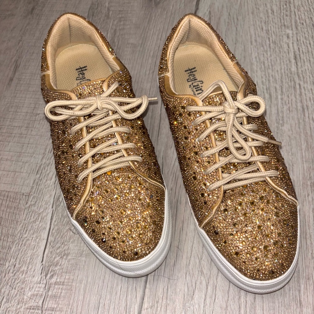Corkys Gold Glitter Rhinestone Sneakers